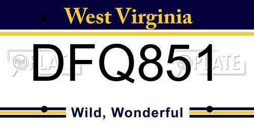 DFQ851 West Virginia License Plate