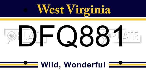 DFQ881 West Virginia License Plate