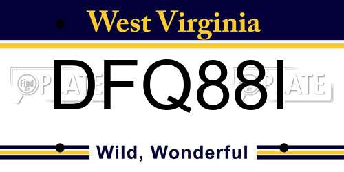 DFQ88I West Virginia License Plate