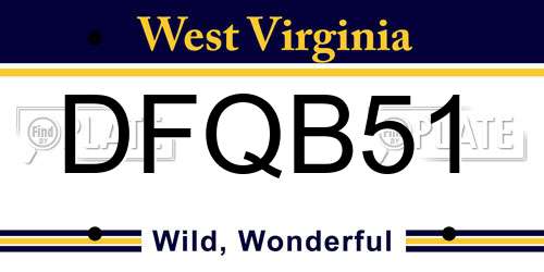 DFQB51 West Virginia License Plate