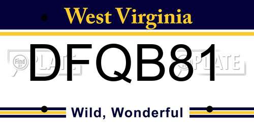 DFQB81 West Virginia License Plate