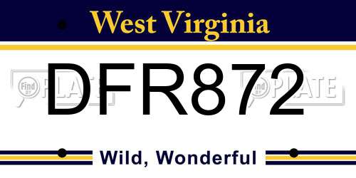 DFR872 West Virginia License Plate