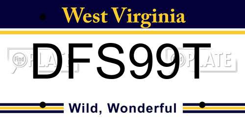 DFS99T West Virginia License Plate