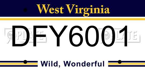 DFY6001 West Virginia License Plate