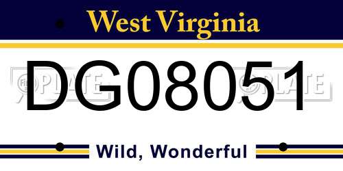 DG08051 West Virginia License Plate