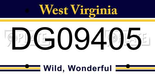 DG09405 West Virginia License Plate