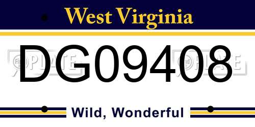 DG09408 West Virginia License Plate