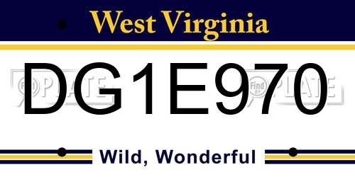 DG1E970 West Virginia License Plate