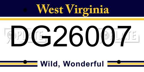 DG26007 West Virginia License Plate