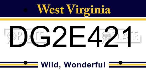 DG2E421 West Virginia License Plate