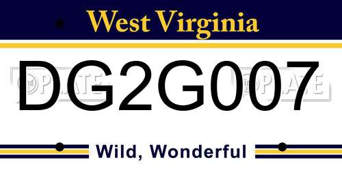 DG2G007 West Virginia License Plate