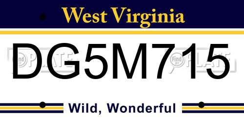 DG5M715 West Virginia License Plate
