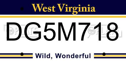 DG5M718 West Virginia License Plate
