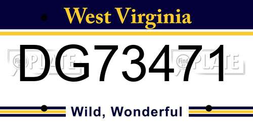 DG73471 West Virginia License Plate