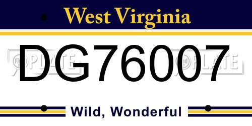 DG76007 West Virginia License Plate