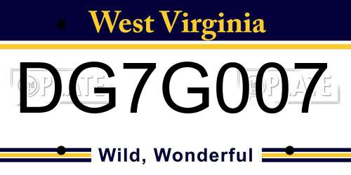 DG7G007 West Virginia License Plate