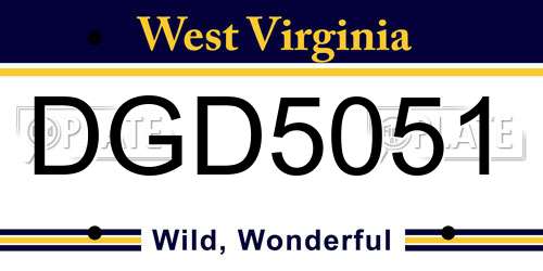 DGD5051 West Virginia License Plate