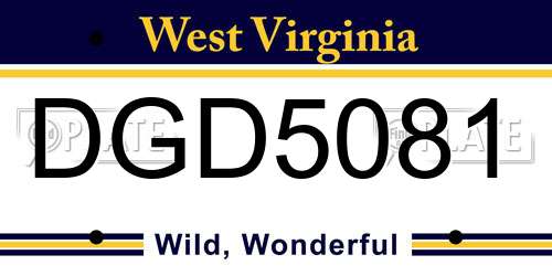 DGD5081 West Virginia License Plate