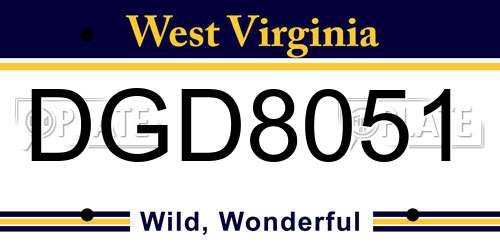 DGD8051 West Virginia License Plate