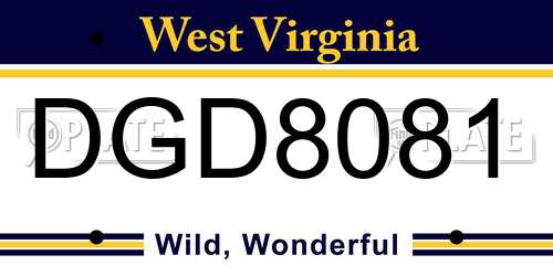 DGD8081 West Virginia License Plate