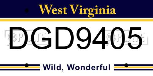 DGD9405 West Virginia License Plate