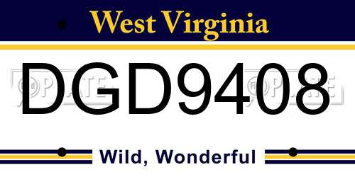 DGD9408 West Virginia License Plate