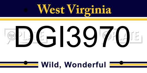 DGI3970 West Virginia License Plate
