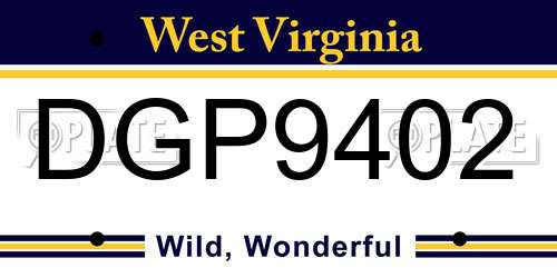 DGP9402 West Virginia License Plate