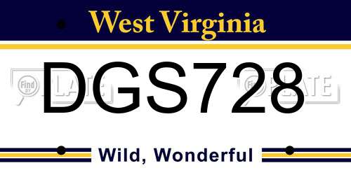 DGS728 West Virginia License Plate