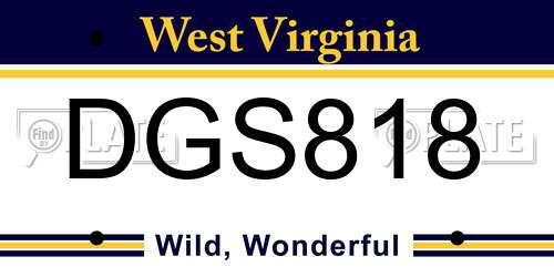 DGS818 West Virginia License Plate