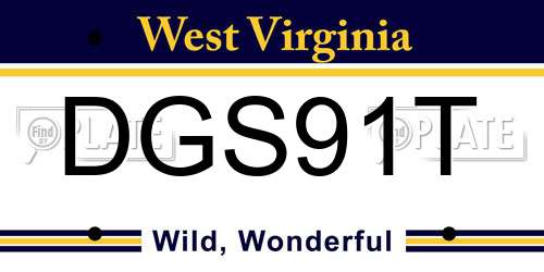 DGS91T West Virginia License Plate