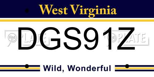 DGS91Z West Virginia License Plate