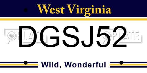 DGSJ52 West Virginia License Plate