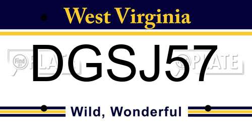 DGSJ57 West Virginia License Plate