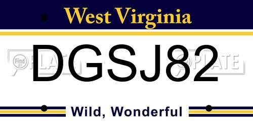 DGSJ82 West Virginia License Plate