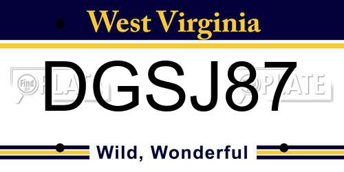 DGSJ87 West Virginia License Plate
