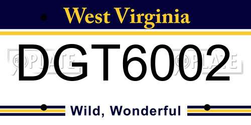 DGT6002 West Virginia License Plate