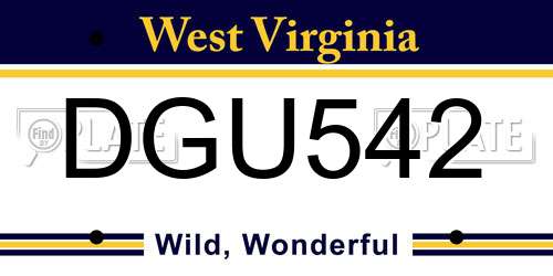 DGU542 West Virginia License Plate