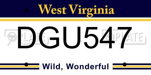 DGU547 West Virginia License Plate