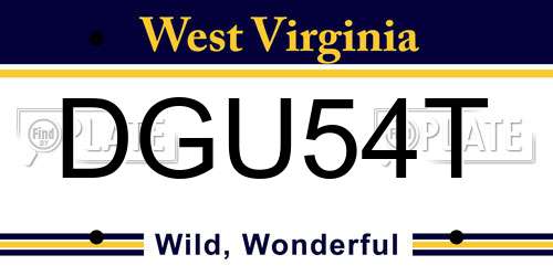 DGU54T West Virginia License Plate