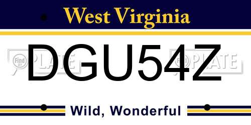 DGU54Z West Virginia License Plate