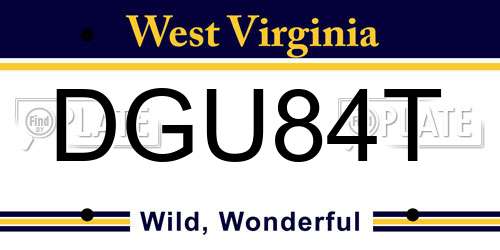 DGU84T West Virginia License Plate