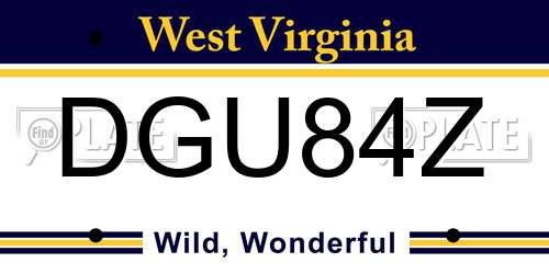 DGU84Z West Virginia License Plate
