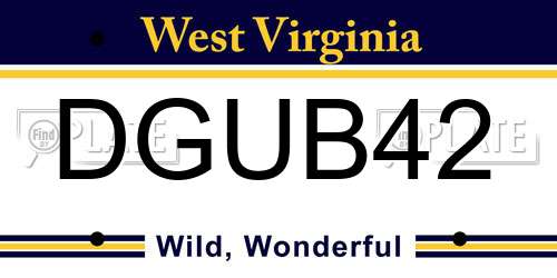 DGUB42 West Virginia License Plate