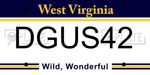 DGUS42 West Virginia License Plate