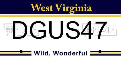DGUS47 West Virginia License Plate
