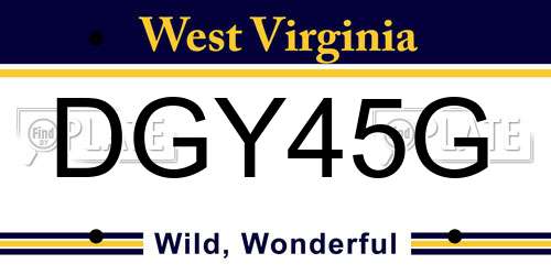 DGY45G West Virginia License Plate