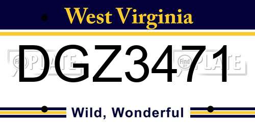 DGZ3471 West Virginia License Plate