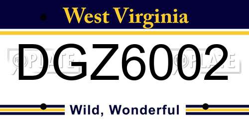 DGZ6002 West Virginia License Plate