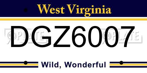 DGZ6007 West Virginia License Plate